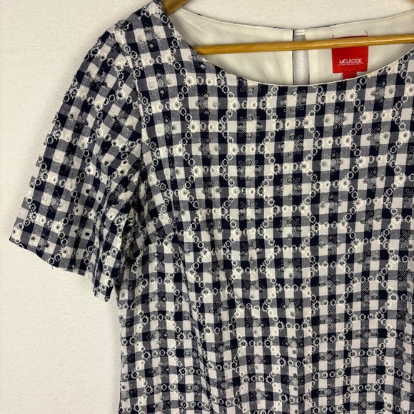 Melrose Y2K Navy White Gingham Plaid Mini Dress Cottagecore - Picture 2 of 7